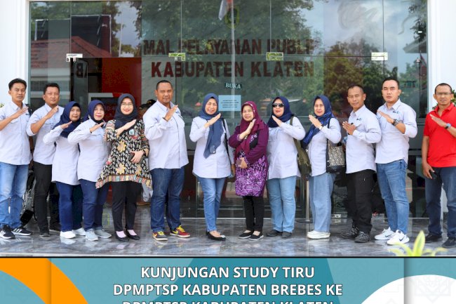 Dinas Penanaman Modal dan Pelayanan Terpadu Satu Pintu (DPMPTSP) Kabupaten Klaten menerima kunjungan DPMPTSP Kabupaten Brebes