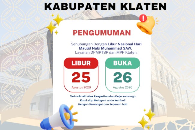 ???? PENGUMUMAN PELAYANAN MPP Kab.KLATEN