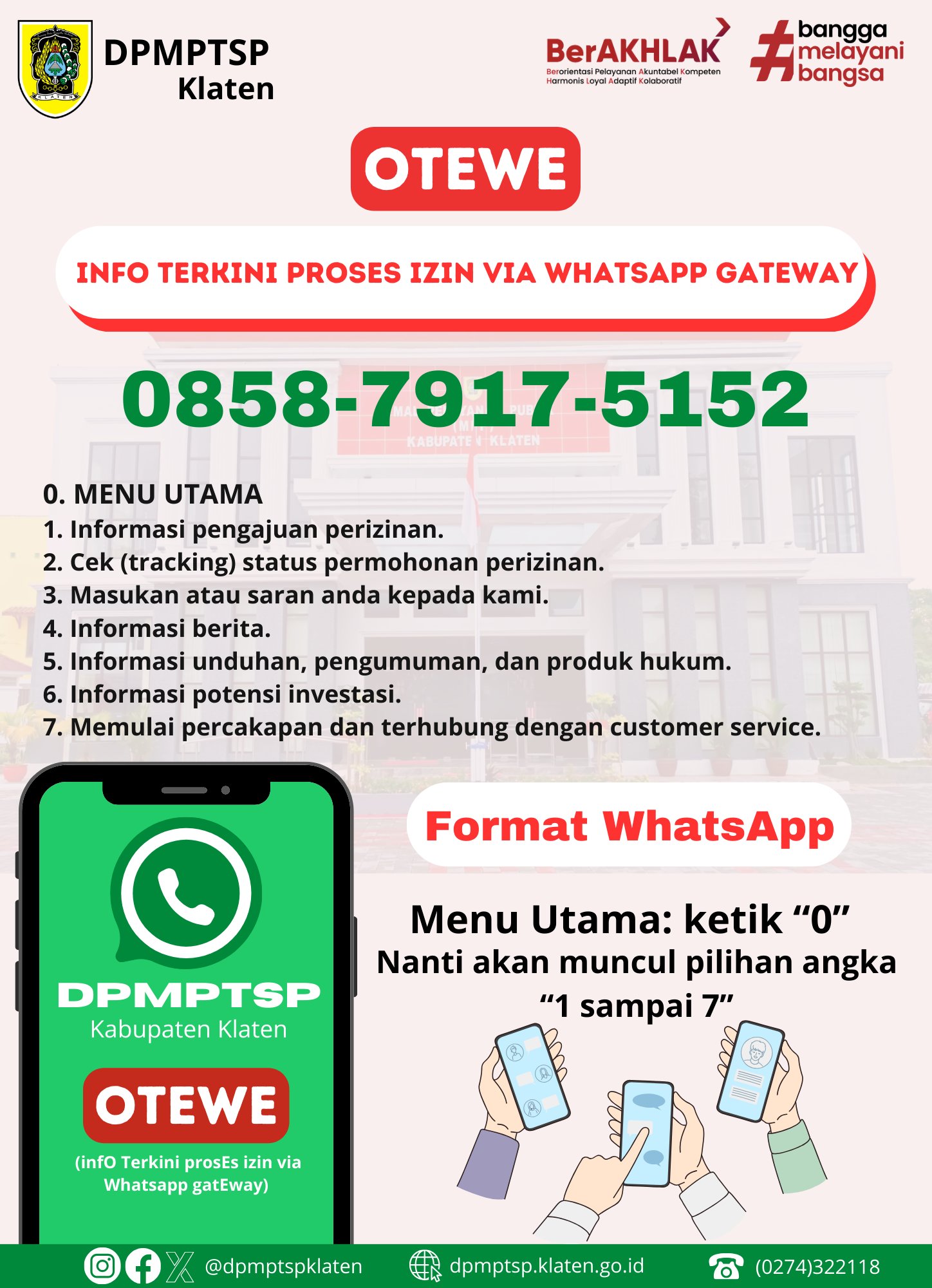 Layanan OTEWE (infO Terkini prosEs izin via Whatsapp gatEway)