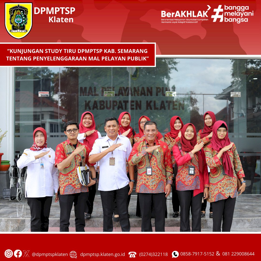 Kunjungan Study tiru dpmptsp kab. semarang  tentang penyelenggaraan mal pelayanan publik di dpmptsp kab. klaten.