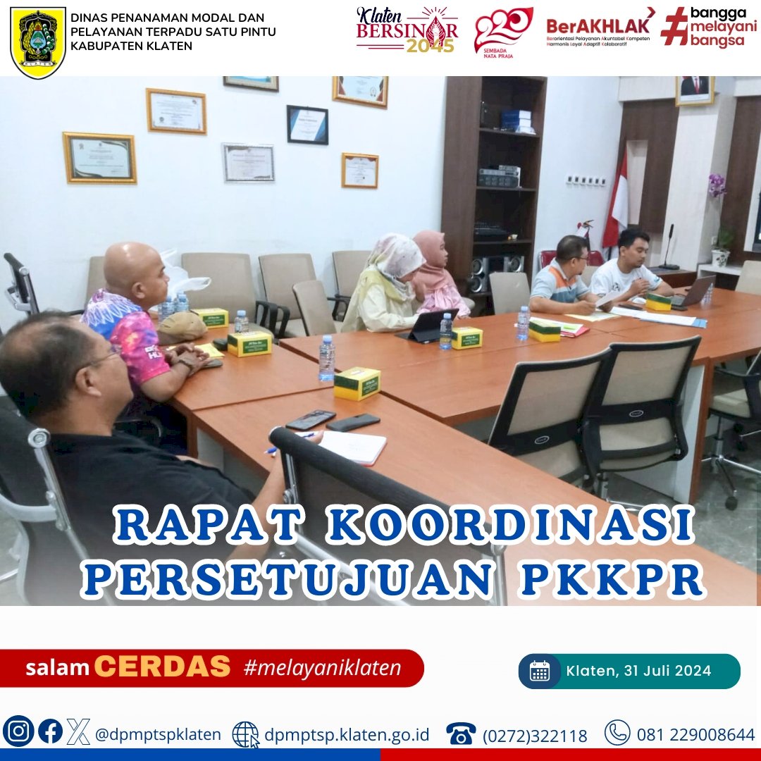 Rapat Koordinasi Persetujuan PKKPR Bersama OPD Teknis Terkait.