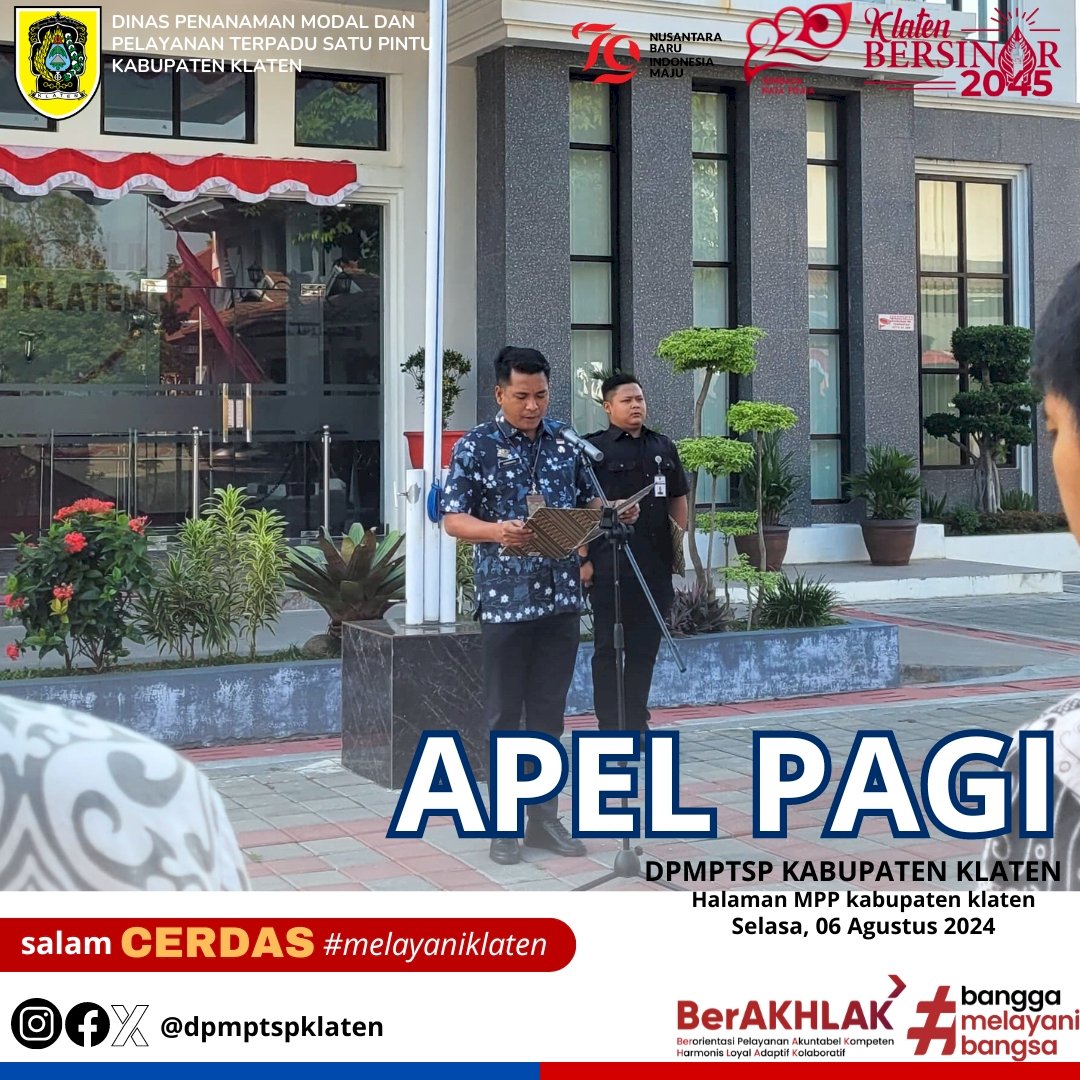 Apel Rutin Dinas Penanaman Modal dan Pelayanan Terpadu Satu Pintu (DPMPTSP) Kabupaten Klaten.