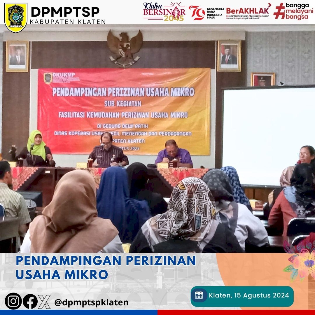 pendampingan perizinan usaha mikro sebagai Narasumber di Disperindagkop kab. Klaten