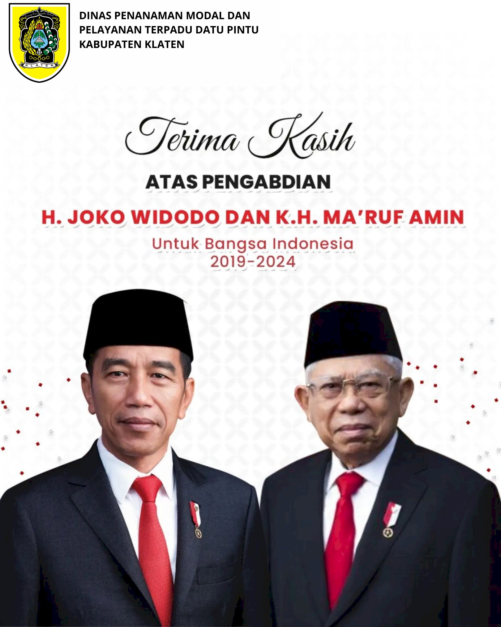 TERIMA KASIH ATAS PENGABDIAN @jokowi Dan @kyai_marufamin UNTUK BANGSA INDONESIA 2019-2024