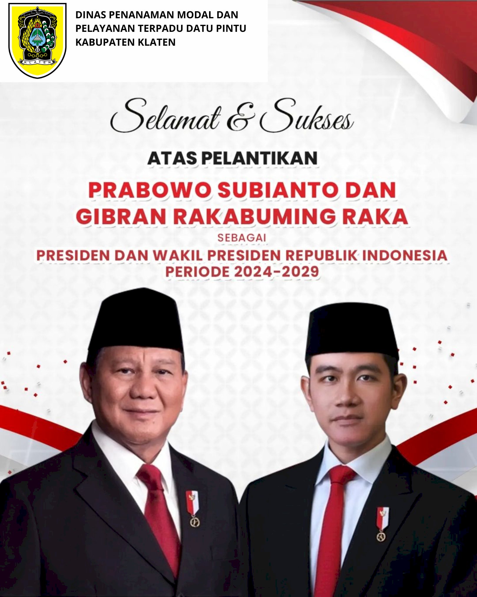 Selamat menjalankan tugas kepada Presiden RU @prabowo dan Wapres RI @gibran_rakabuming 