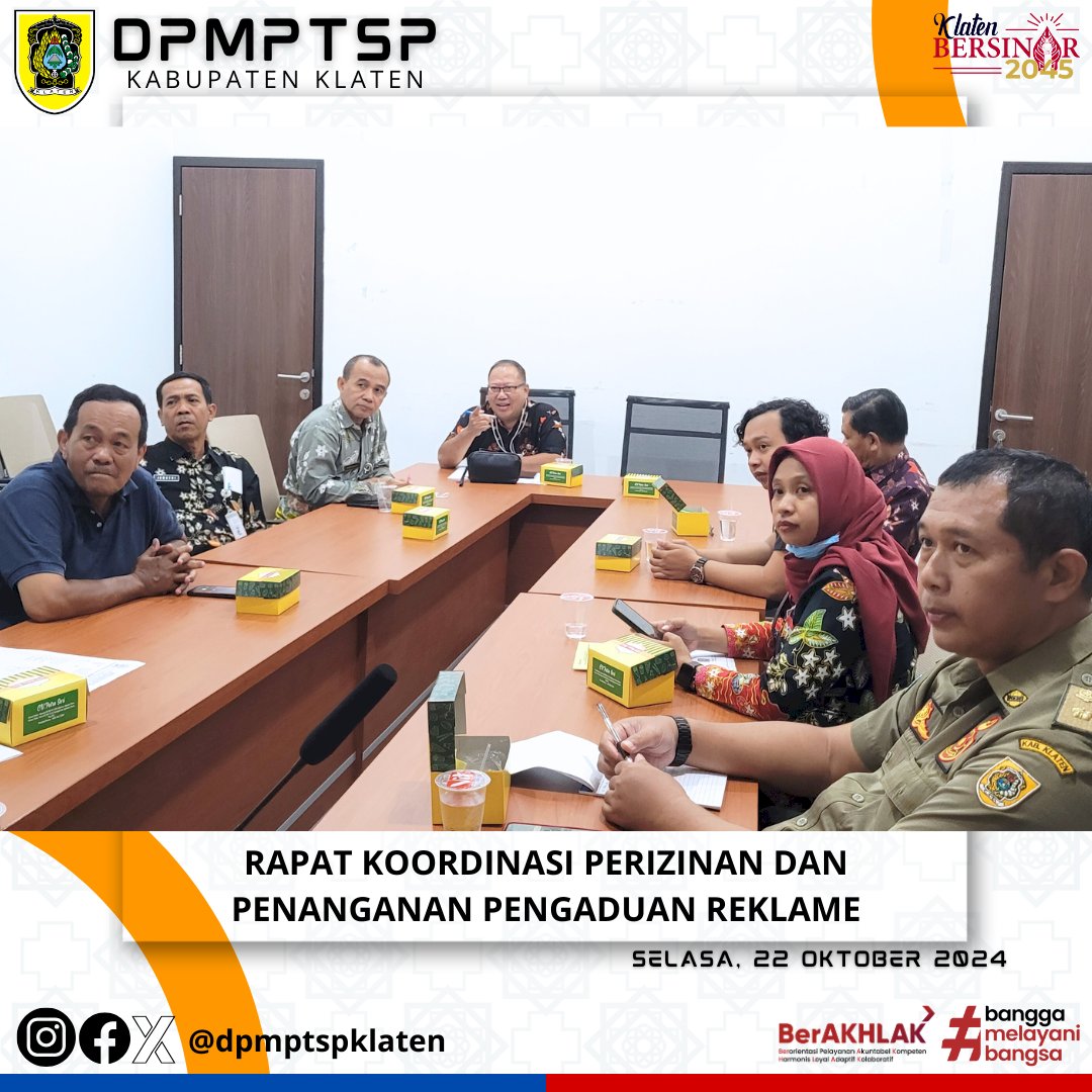 Rapat koordinasi Perizinan dan Penanganan Pengaduan Reklame