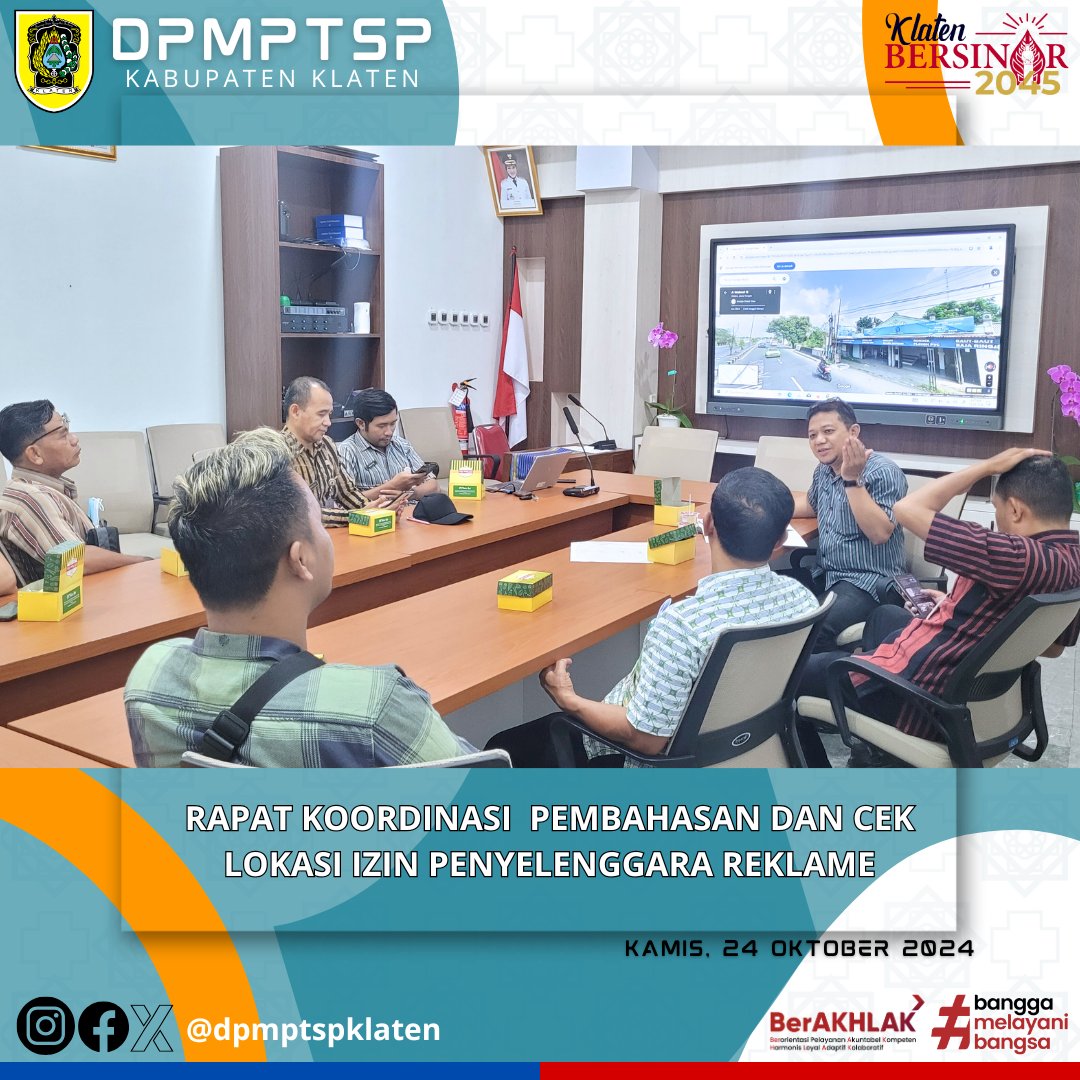 Rapat Koordinasi bersama OPD Teknis terkait Pembahasan dan Cek Lokasi Izin Penyelenggaraan Reklame