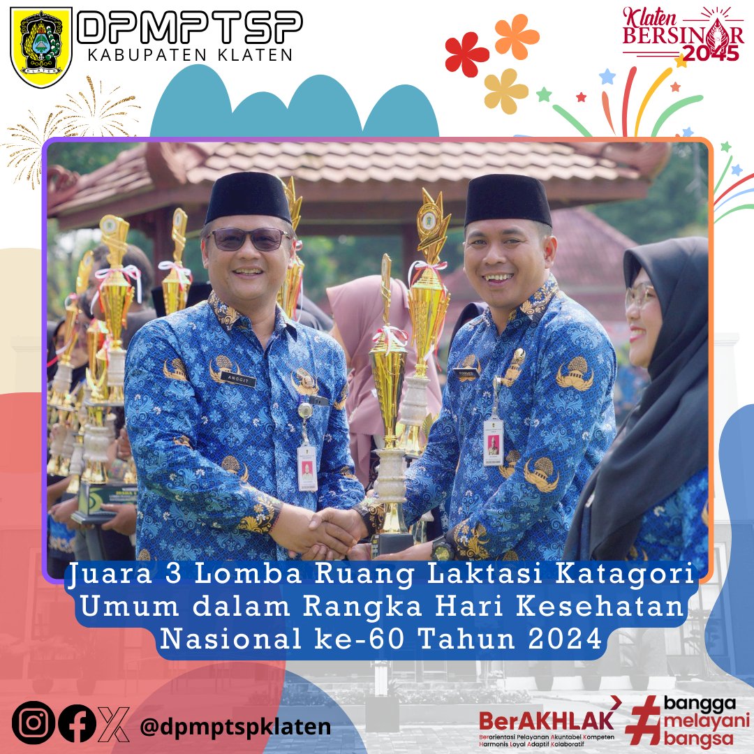 Juara 3 dalam Lomba Laktasi Katagori Umum dalam Rangka Hari Kesehatan Nasional Ke- 60 Tahun 2024