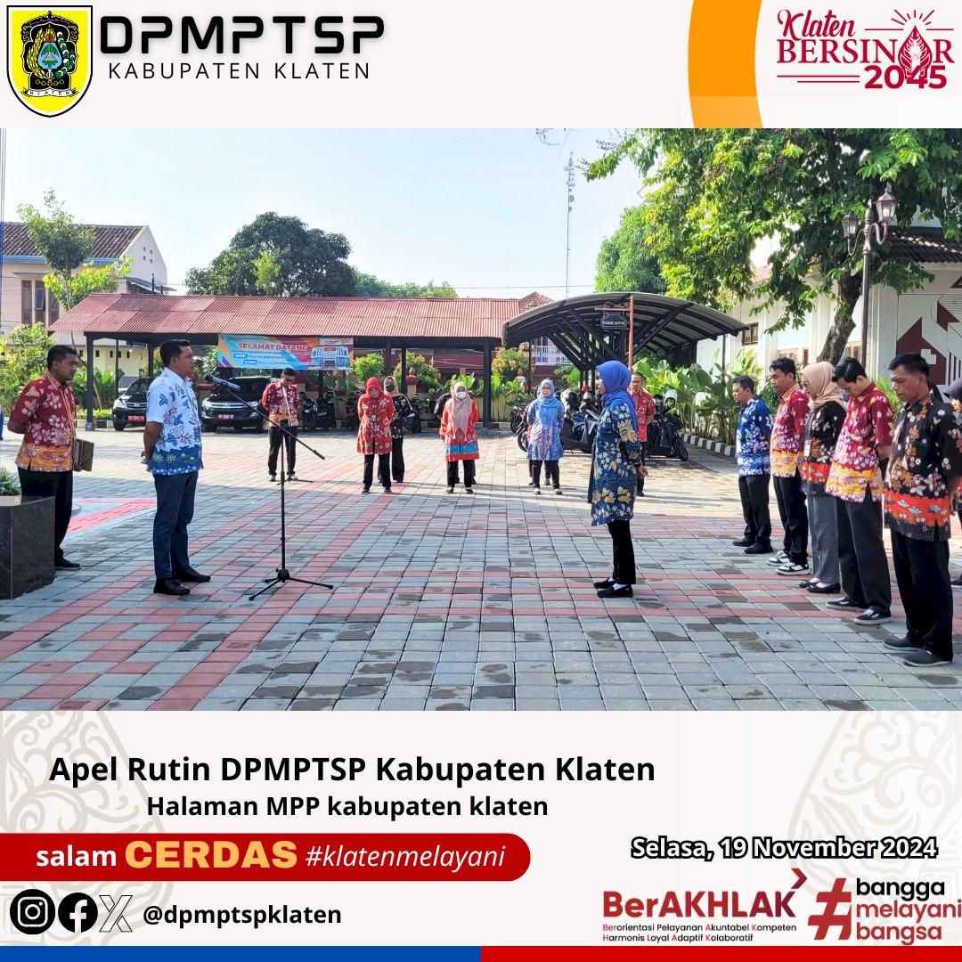 Apel Rutin Dinas Penanaman Modal dan Pelayanan Terpadu Satu Pintu (DPMPTSP) Kabupaten Klaten.