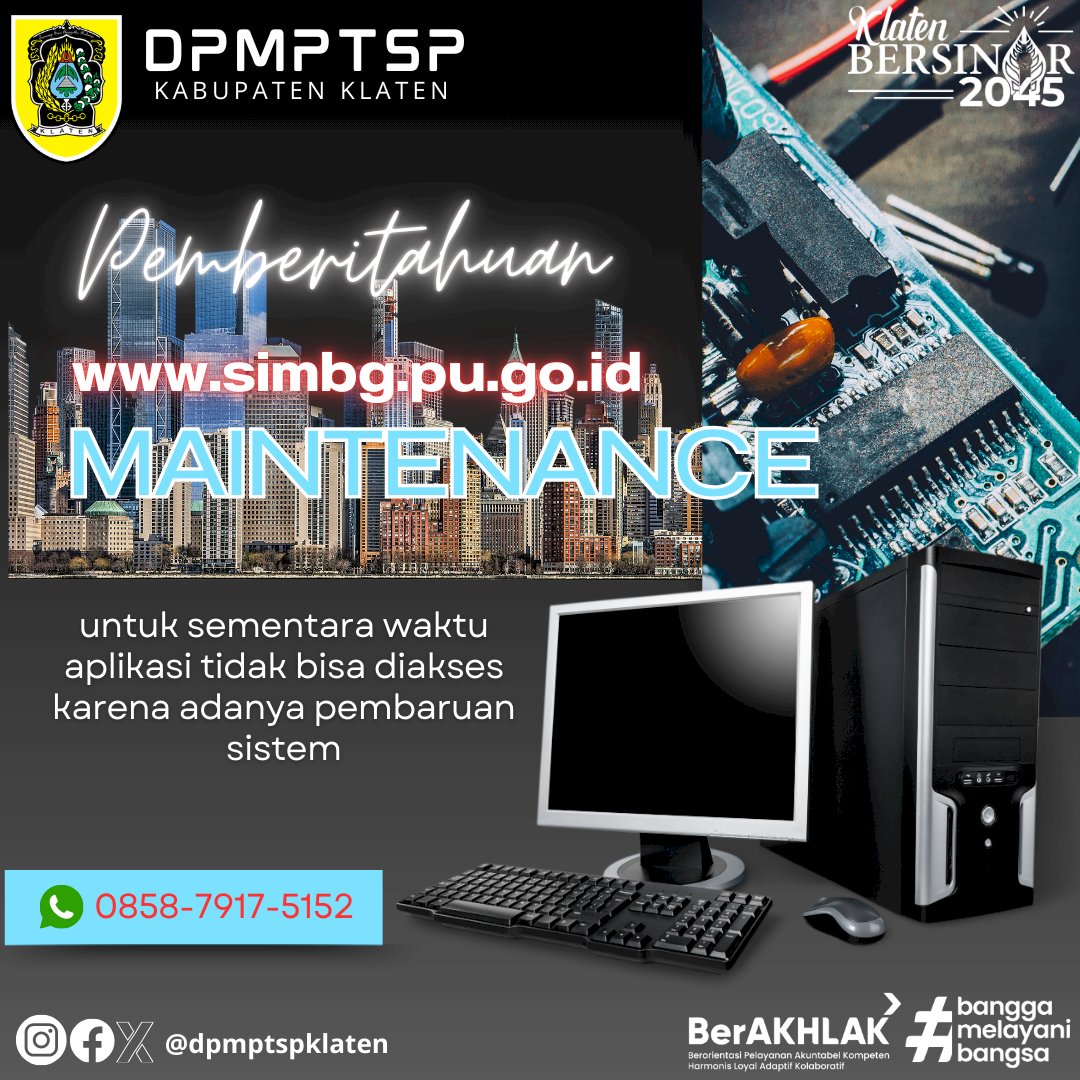 Aplikasi www.simbg.pu.go.id masih Mengalami MAINTENANCE