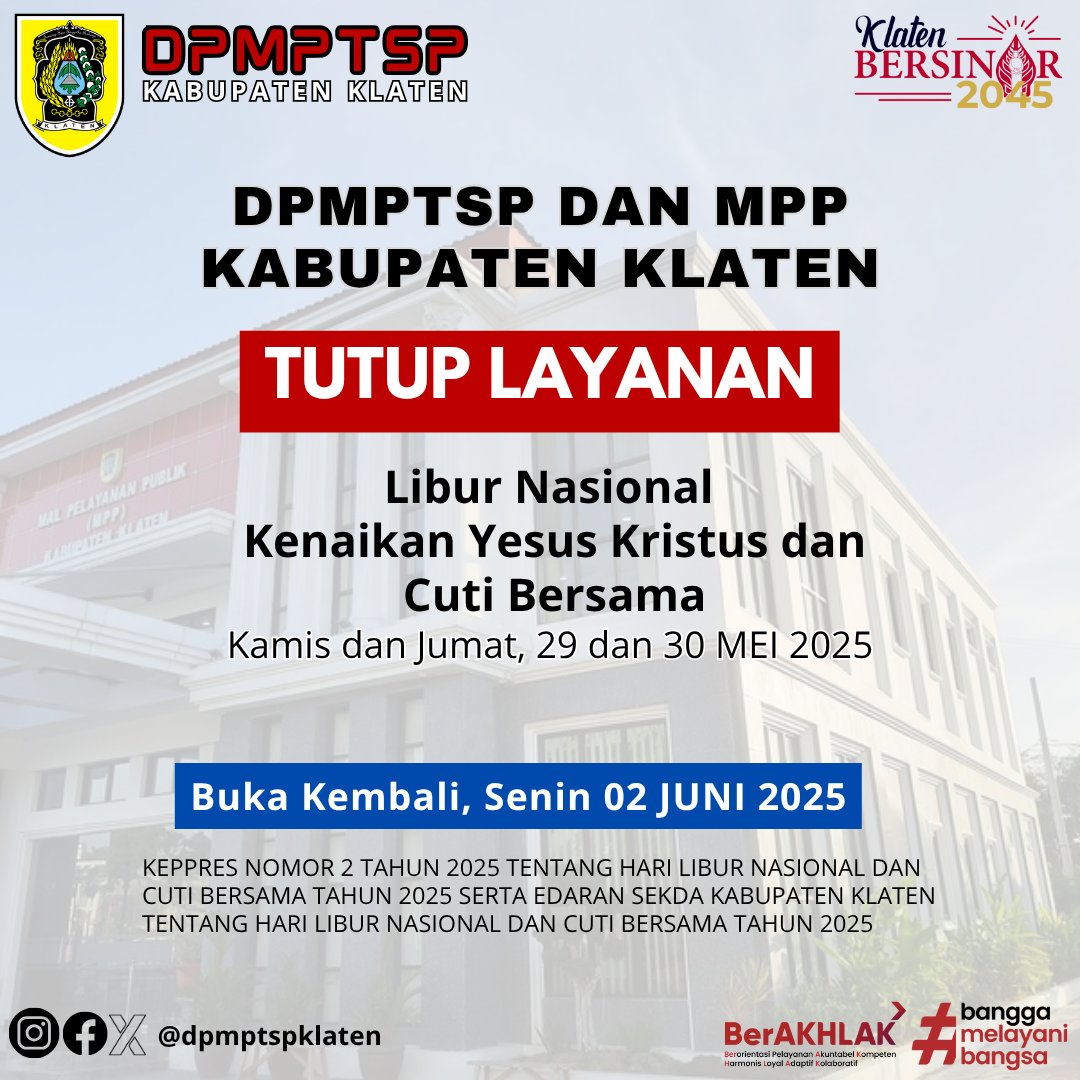Pengumuman Libur nasional dan Cuti Bersama Kenaikan Yesus Kristus