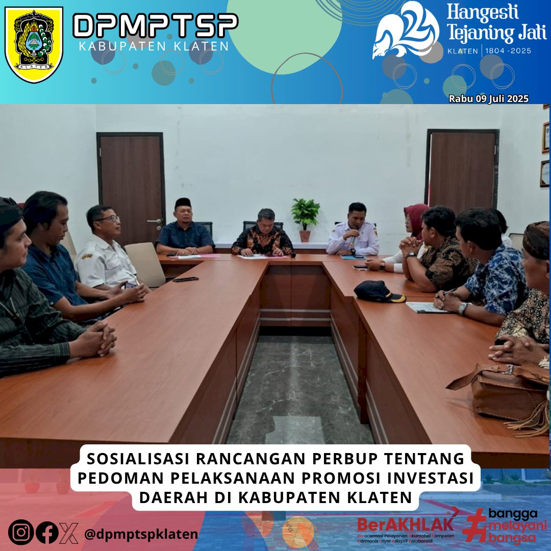 Sosialisasi Rancangan Perbup tentang pedoman pelaksanaan promosi investasi daerah di kabupaten klaten