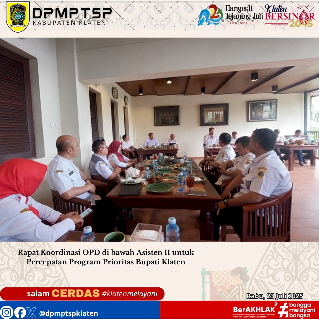 Rapat Koordinasi OPD di bawah Asisten II untuk Percepatan Program Prioritas Bupati Klaten