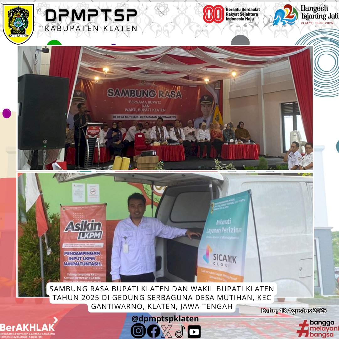 Sambung Rasa Bupati Klaten dan Wakil Bupati Klaten Tahun 2025 di Gedung Serbaguna Desa Mutihan