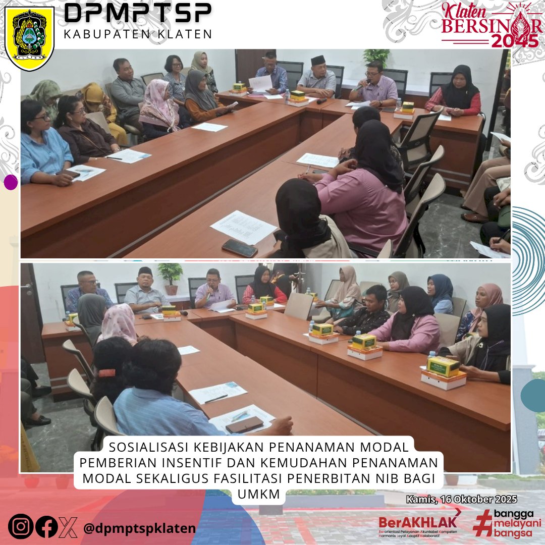 Sosialisasi kebijakan penanaman modal pemberian insentif dan kemudahan penanaman modal sekaligus fasilitasi penerbitan NIB bagi UMKM