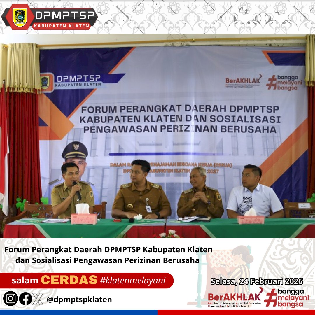 Forum Perangkat Daerah DPMPTSP Kabupaten Klaten dan Sosialisasi Pengawasan Perizinan Berusaha